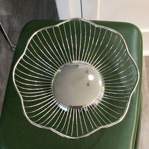 Gorgeous Silver Plated Wire Basket with Scalloped Edges